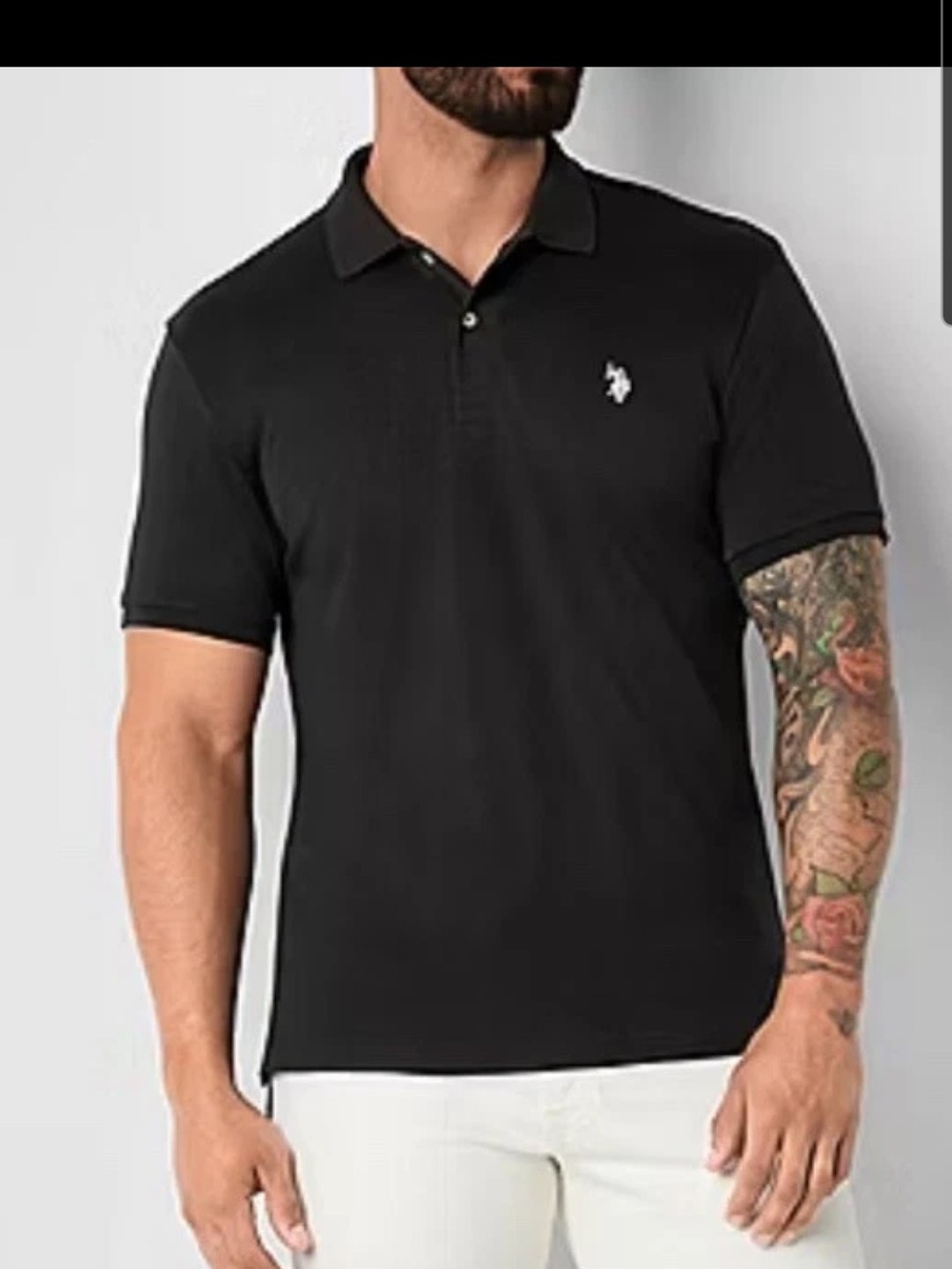 U.S. Polo Assn. Black Short-Sleeve Polo with Contrast Logo